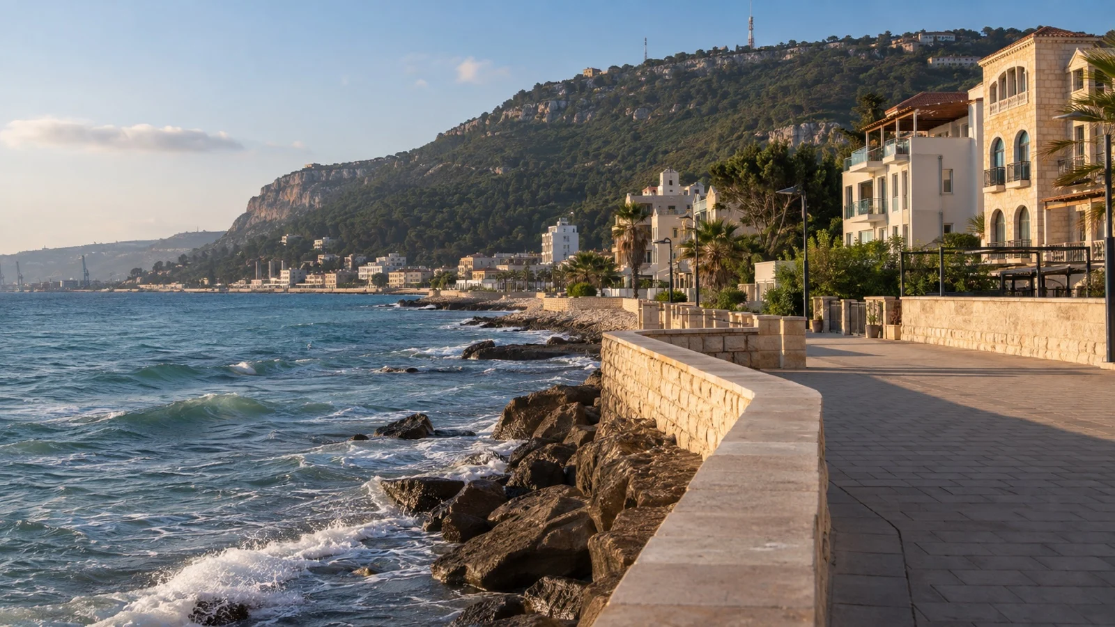 Bat Galim seaside hotel area in Haifa