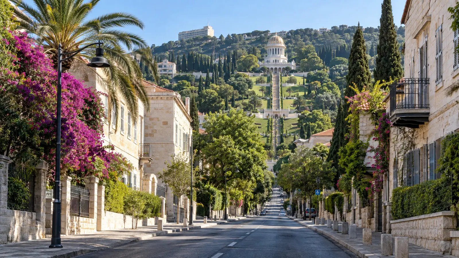 Historic German Colony street below the Baháʼí Gardens
