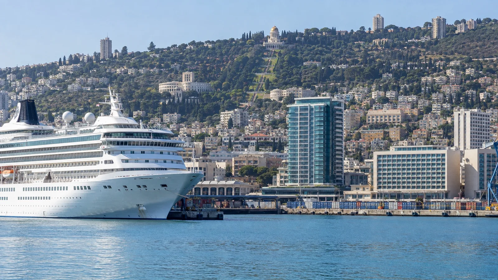 Haifa cruise terminal and Lower City hotel district