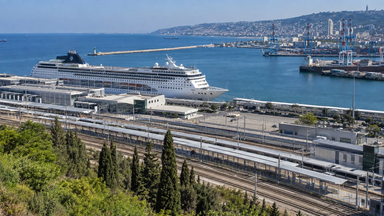 Haifa cruise terminal near rail station