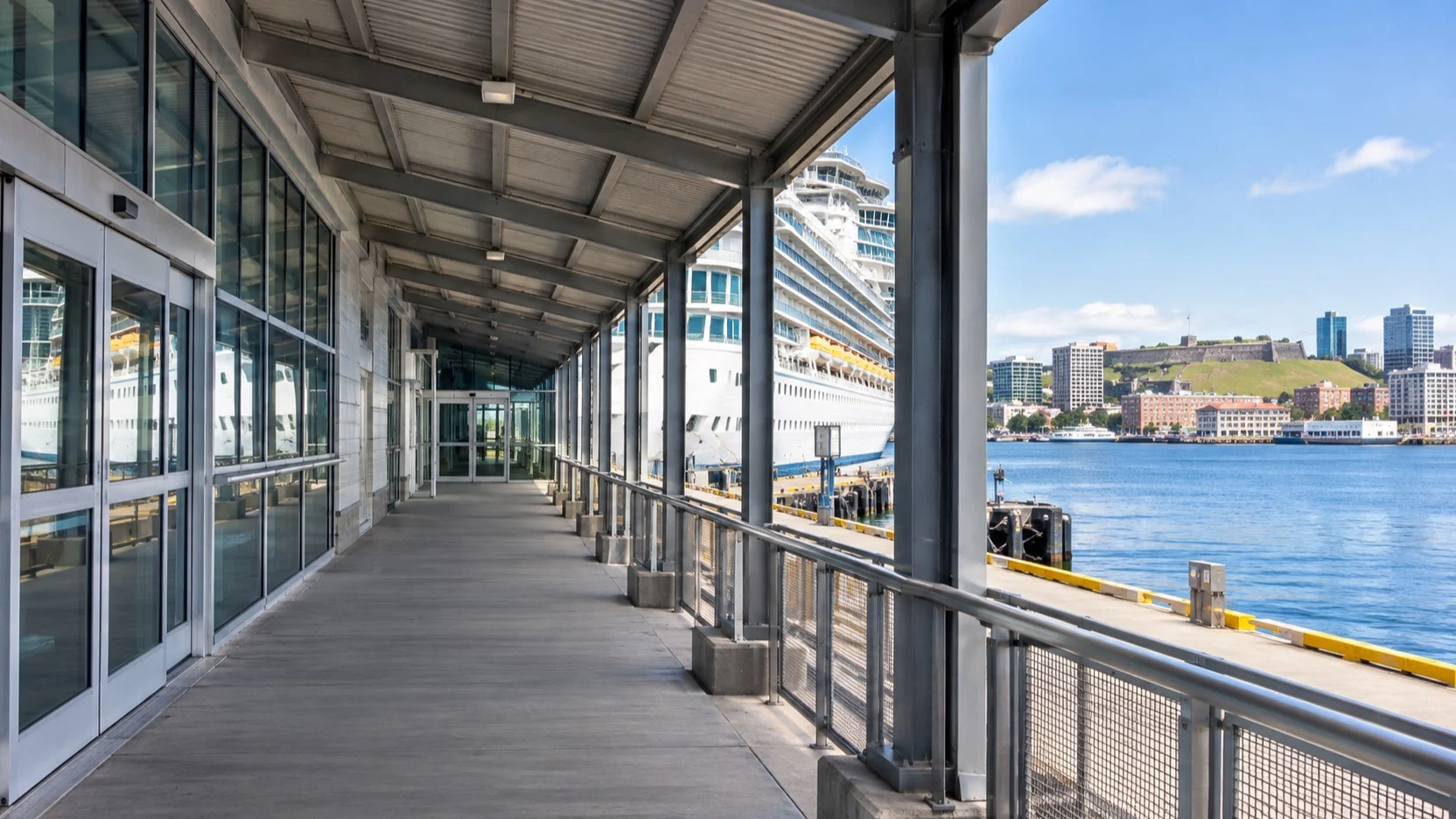 Halifax cruise terminal walkway after disembarking