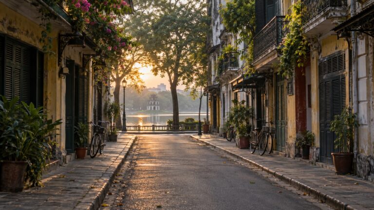 Hanoi Old Quarter streets and lakefront