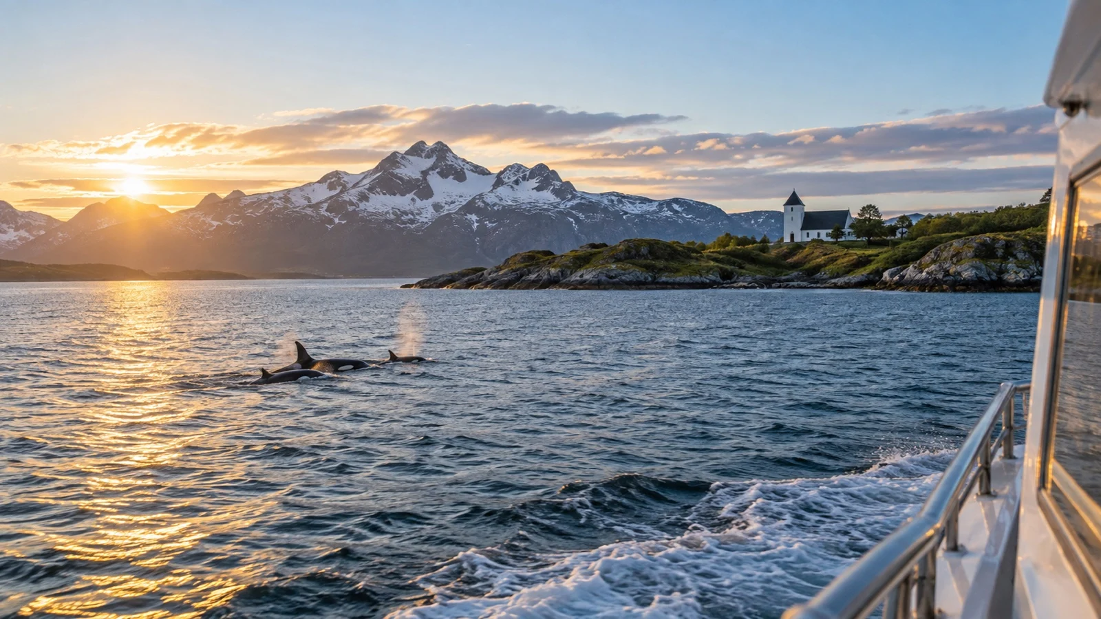 Hinnøya coastline by boat