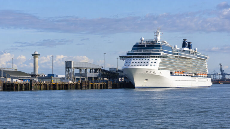 Cruise ship at Harwich International Port's Parkeston Quay in England