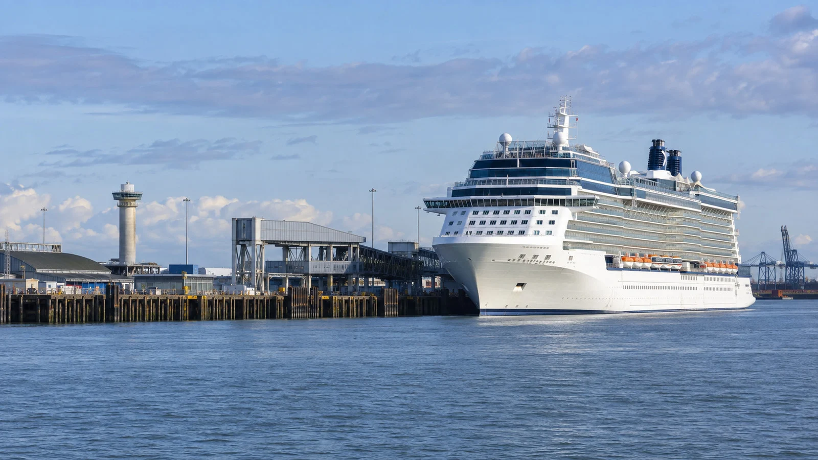 Cruise ship at Harwich International Port's Parkeston Quay in England