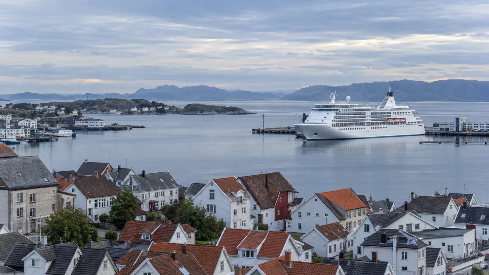Cruise ship at Garpaskjær pier near Haugesund