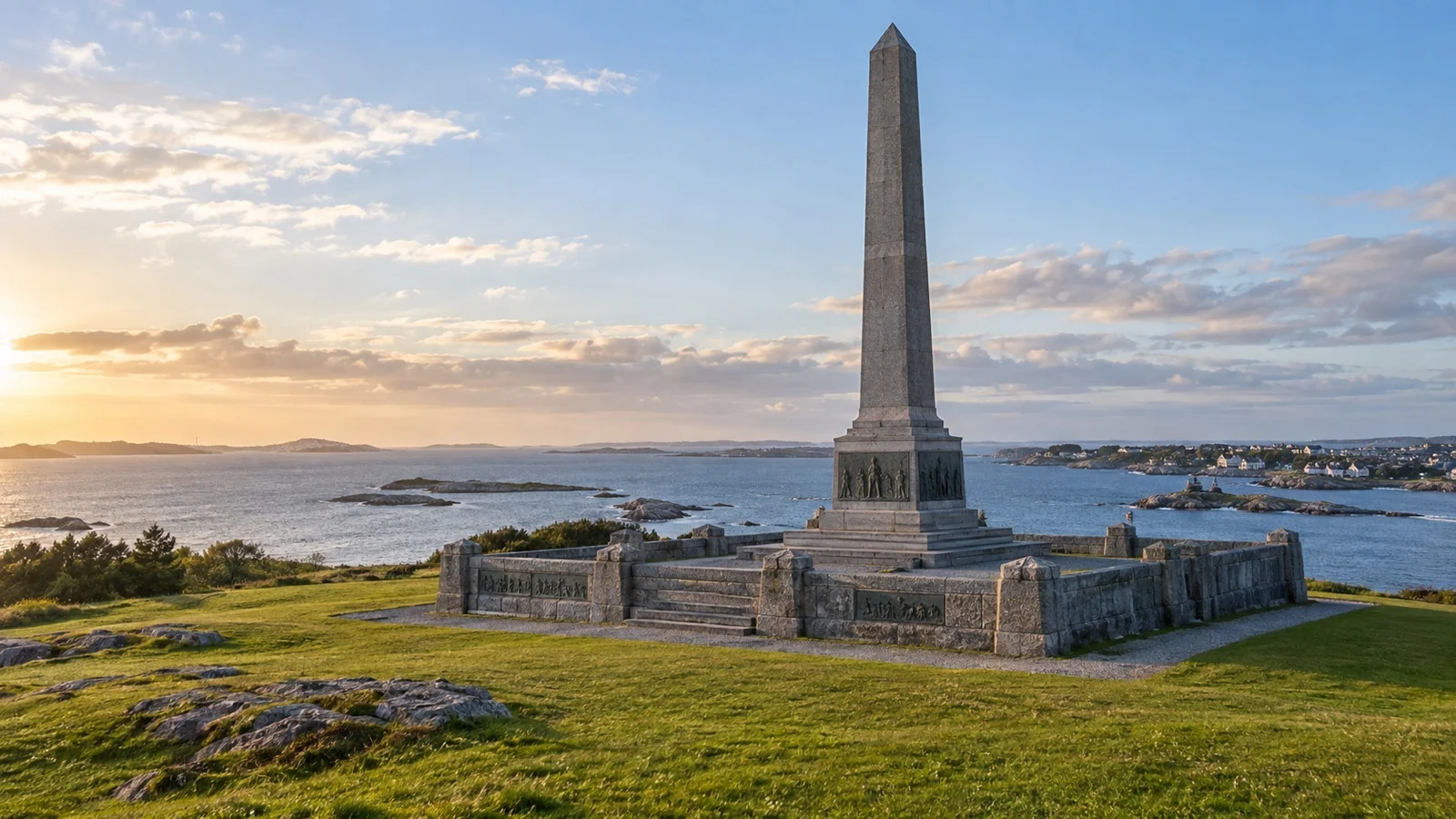 Granite monument at Haraldshaugen near Haugesund