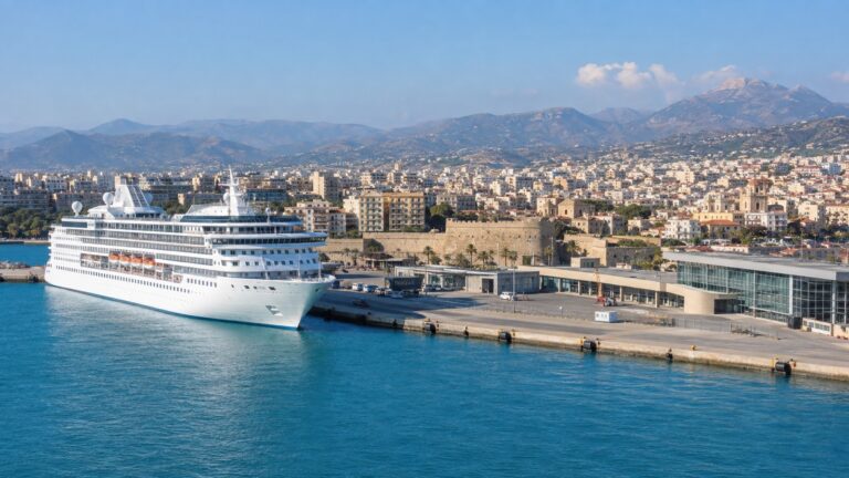 Cruise ship at Heraklion port in Crete