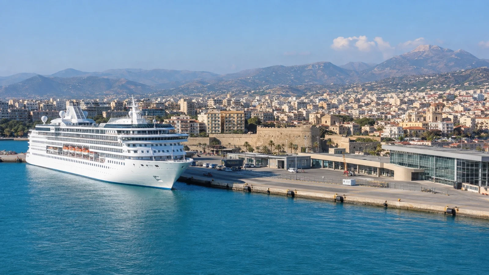 Cruise ship at Heraklion port in Crete
