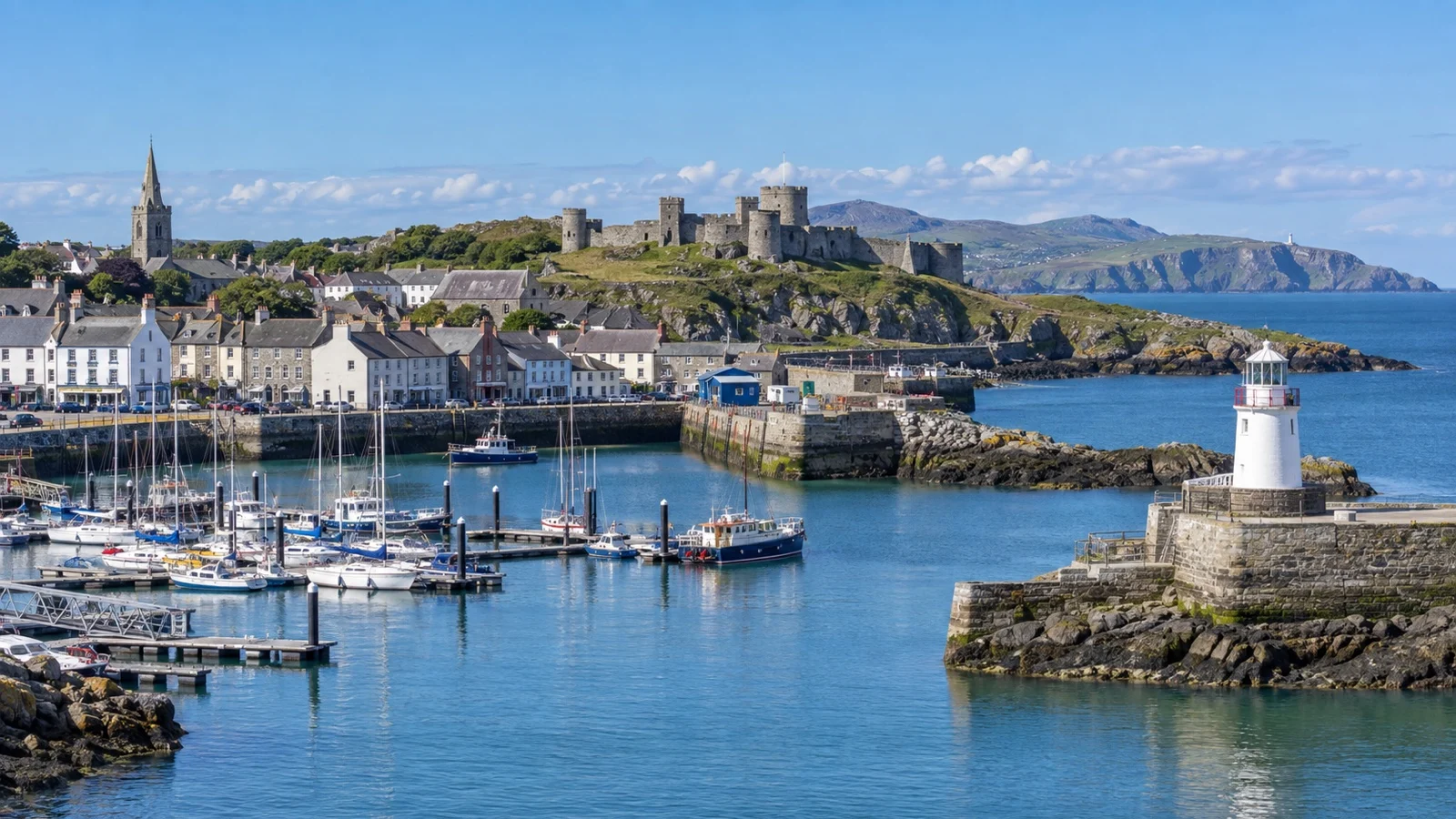 Holyhead waterfront and marina on Anglesey