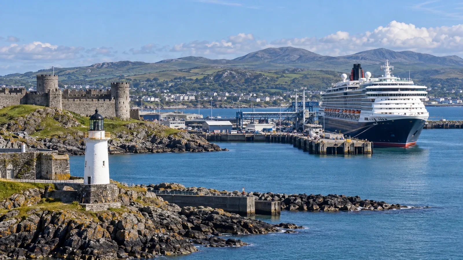 Cruise ship at Holyhead deep-water port on Anglesey