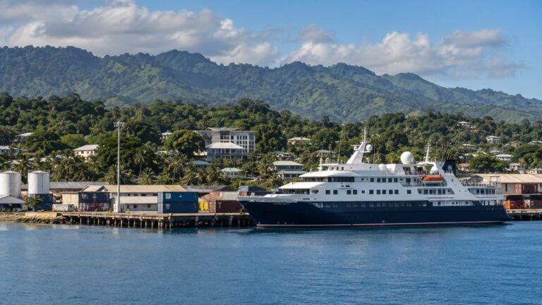 Cruise ship at Honiara harbor on Guadalcanal