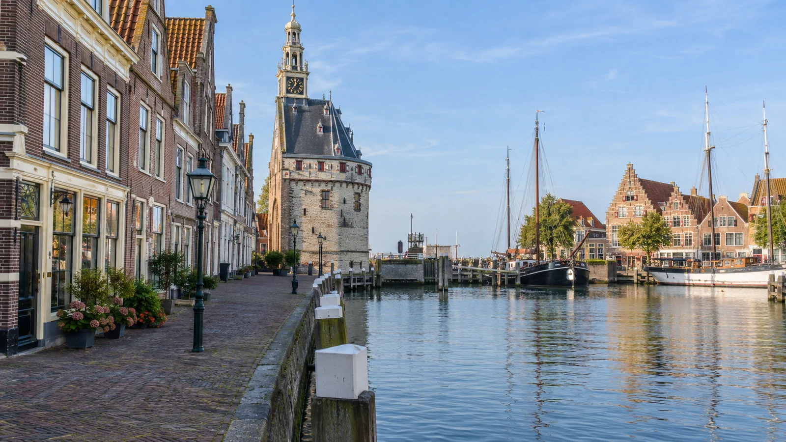 Hoorn old town streets and brick architecture