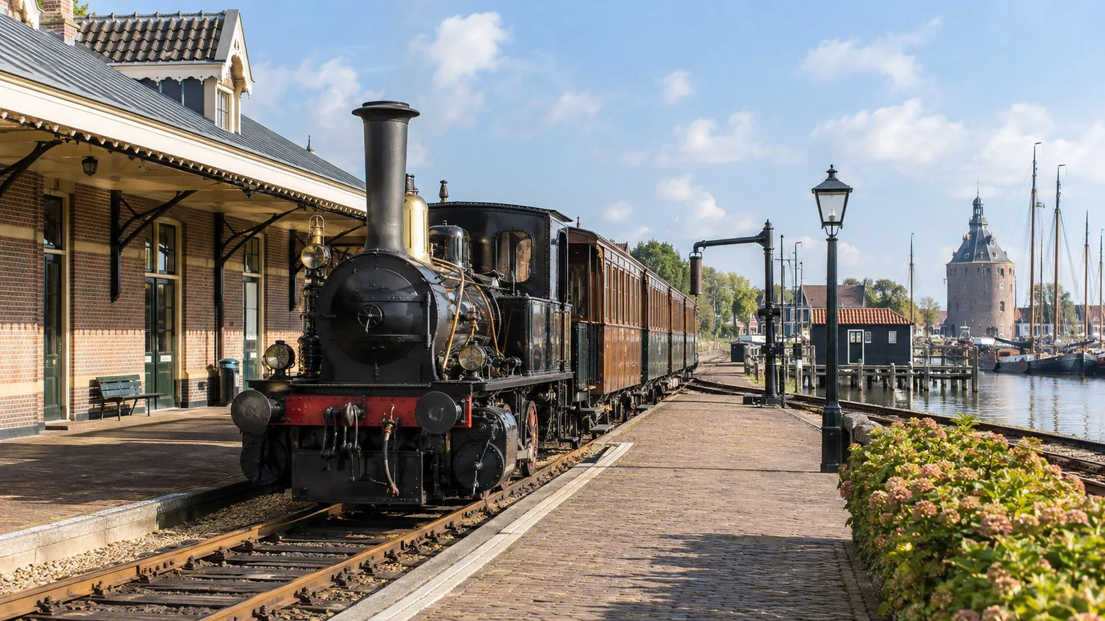 Hoorn–Medemblik steam tram at the station