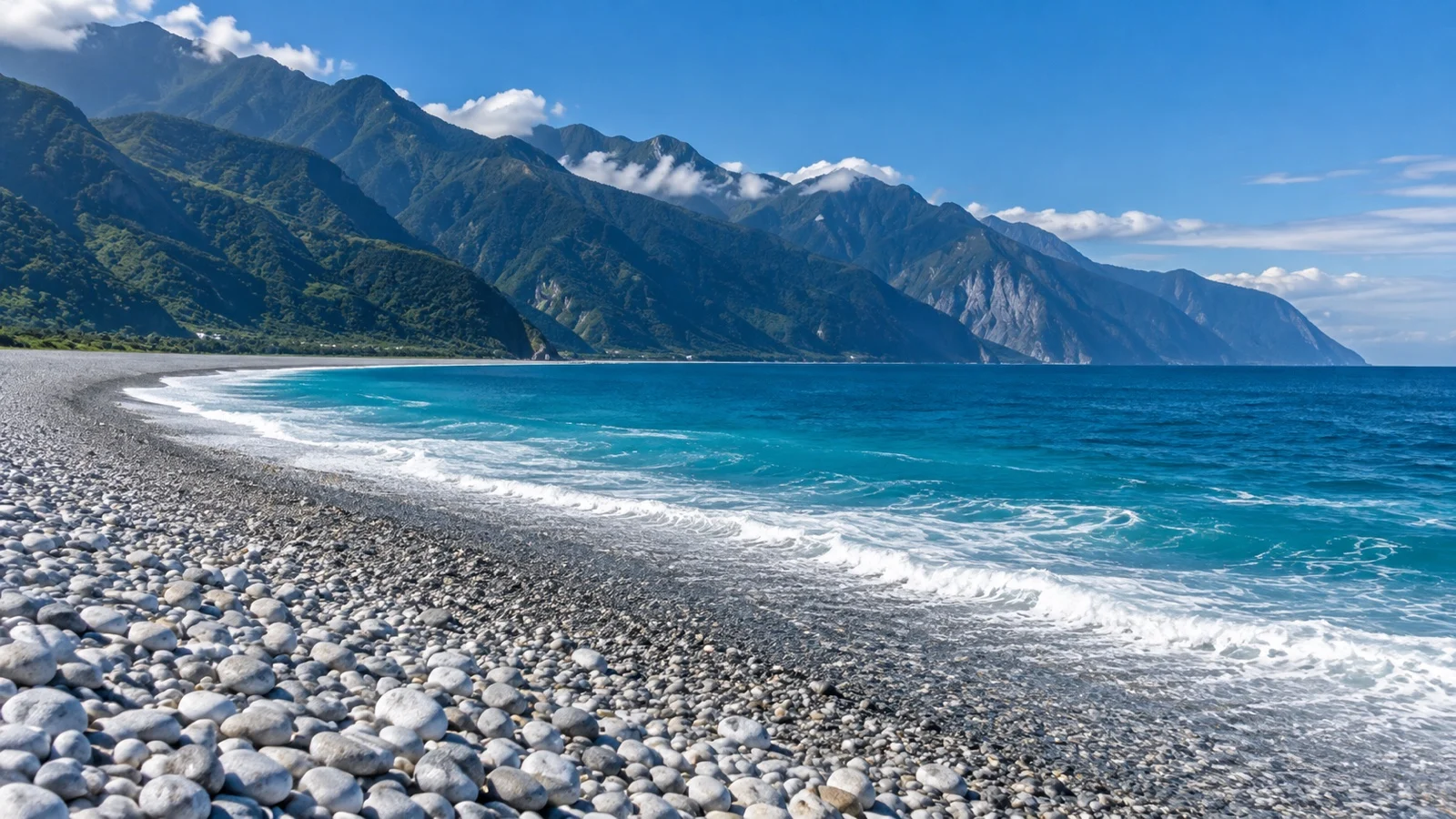 Qixingtan Beach and mountains near Hualien, Taiwan