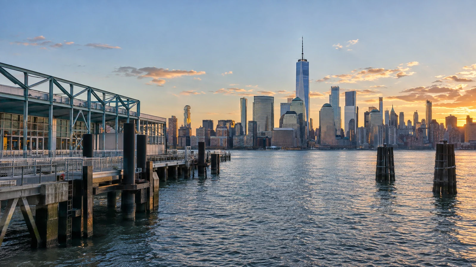 New York City Hudson piers and skyline