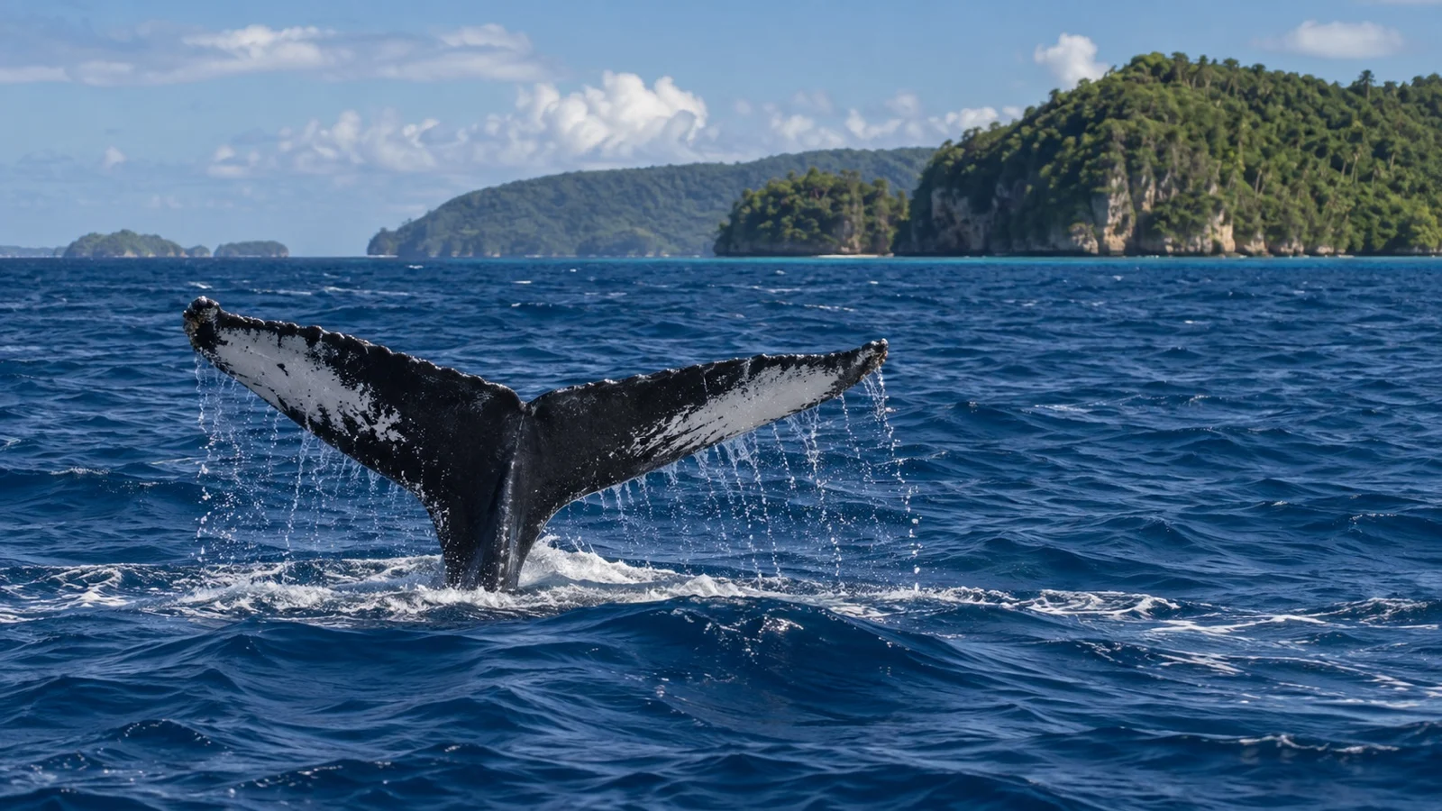 Humpback whale tail in the waters near Vavaʻu, Tonga
