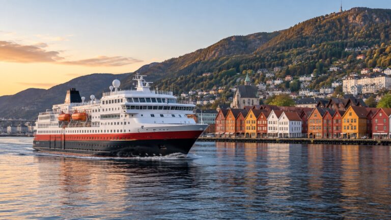 Hurtigruten Coastal Express ship in Bergen