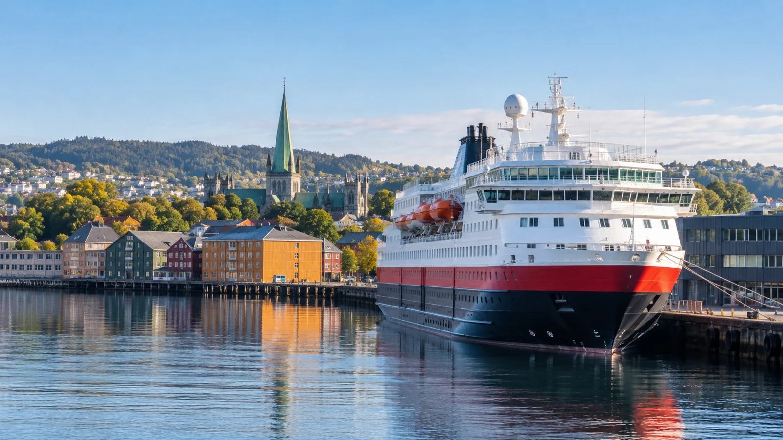 Coastal Express ship at Trondheim harbor