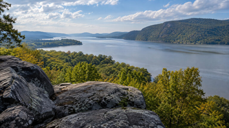 Hudson River viewed from Bard Rock on the Vanderbilt estate in Hyde Park, New York