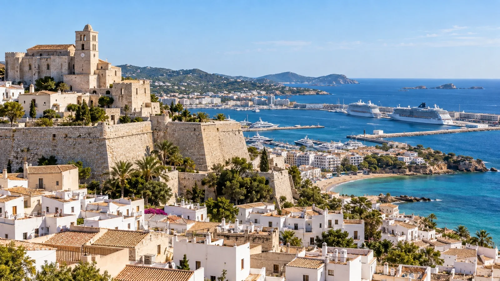 Ibiza Cathedral atop Dalt Vila above the sea