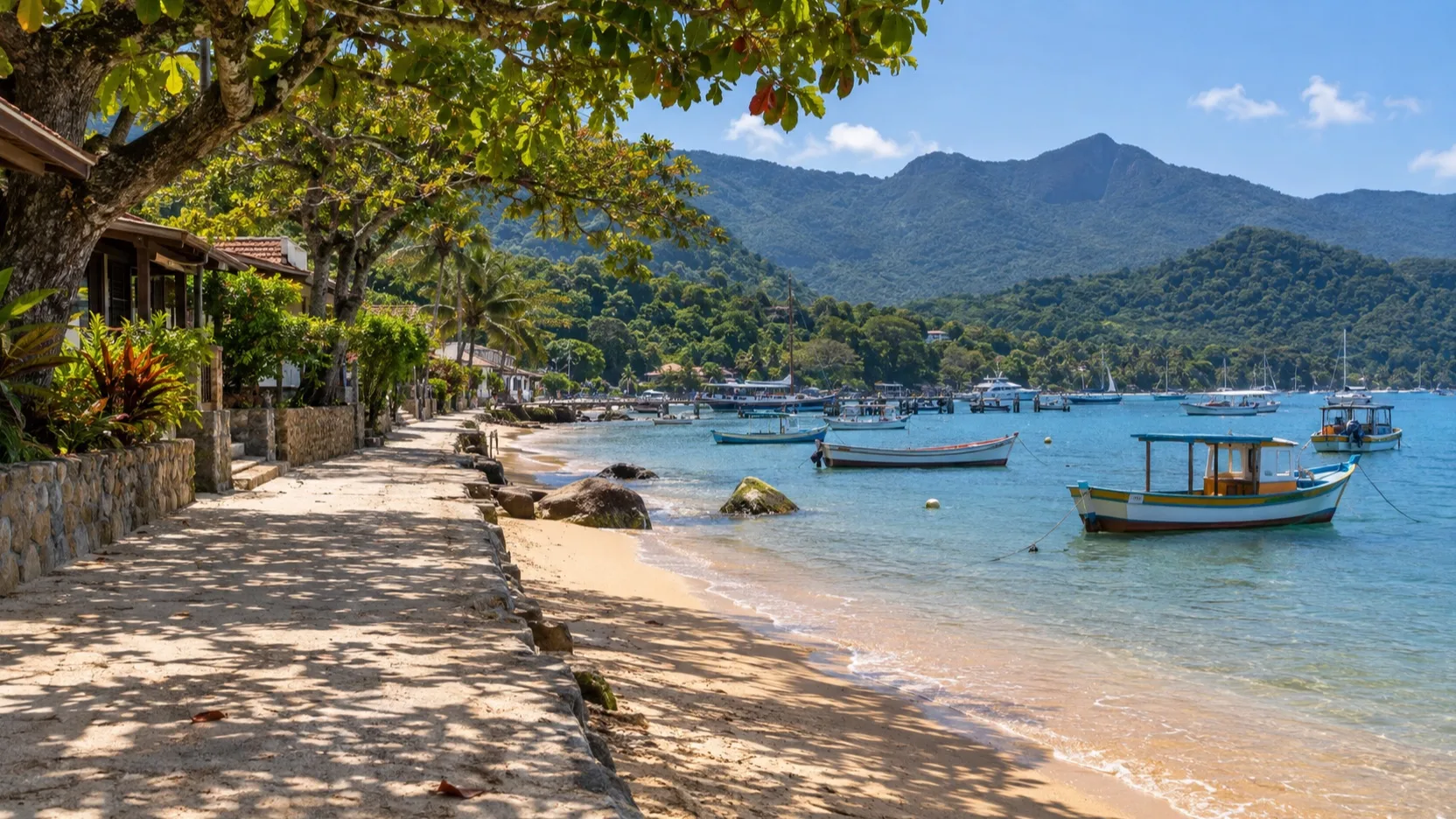 Car-free waterfront footpath in Vila do Abraão