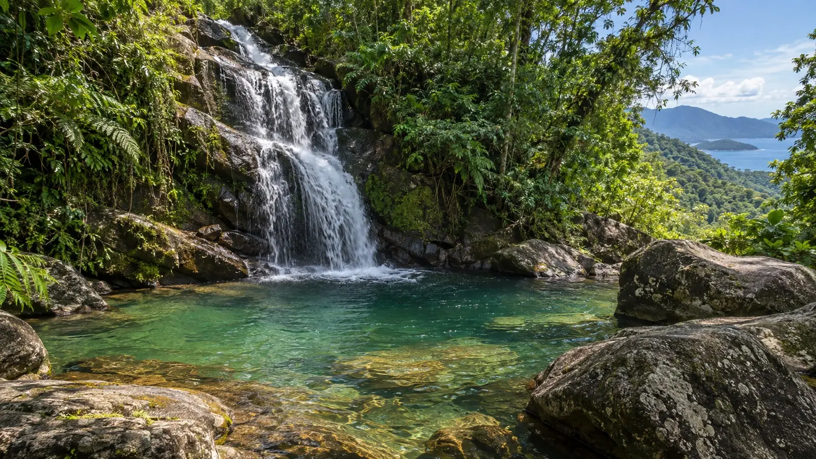 Waterfall in the Atlantic Forest of Ilhabela