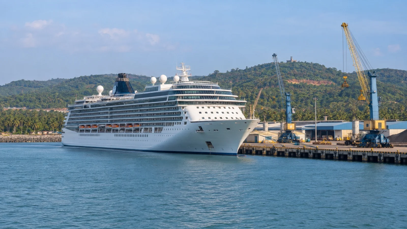 Cruise ship at New Mangalore port