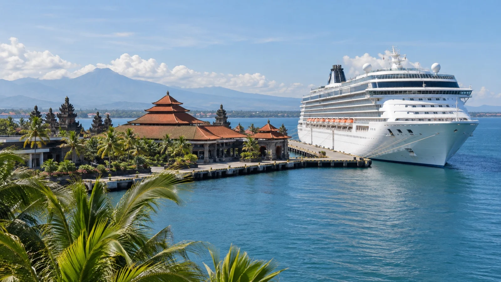 Cruise ship at Benoa Bali harbor