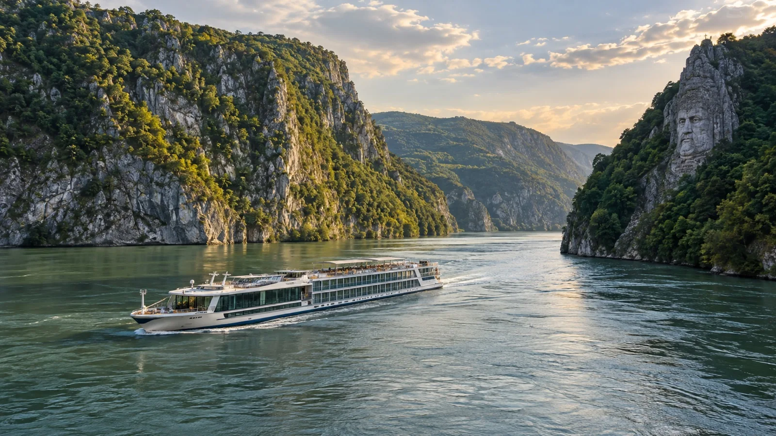 Lower Danube cruise ship in Iron Gates gorge