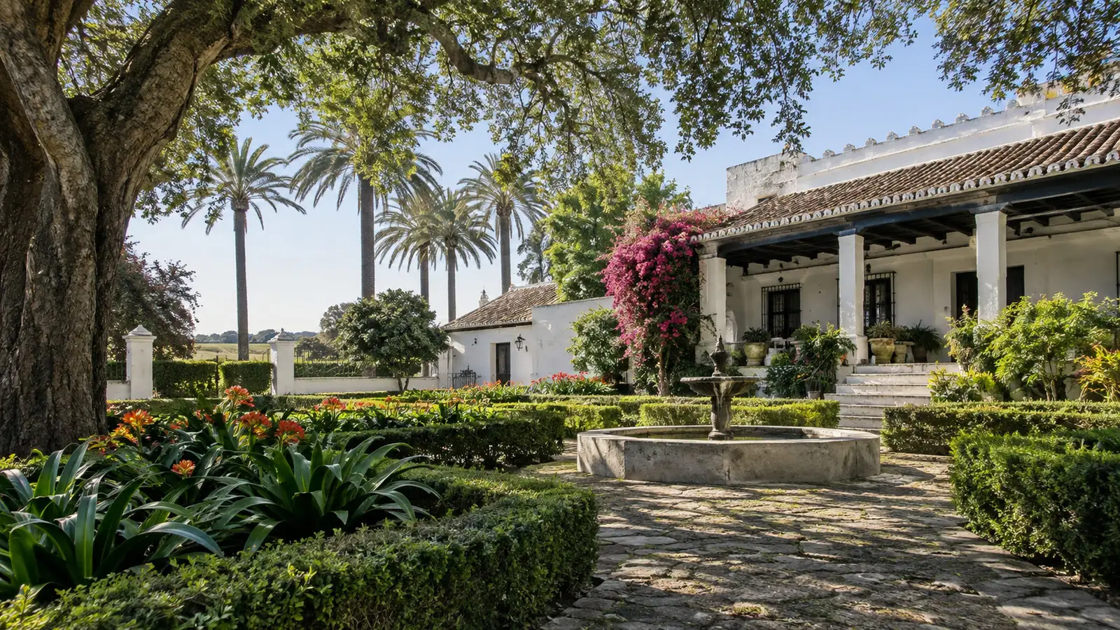 Traditional garden within the Isla Mínima hacienda