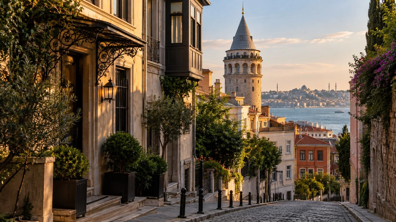 Galata Tower hotel district before Istanbul cruise