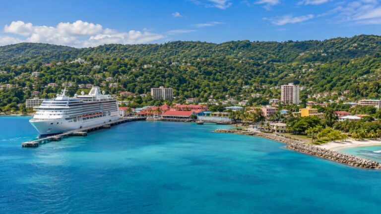 Cruise ship at Ocho Rios on Jamaica's north coast