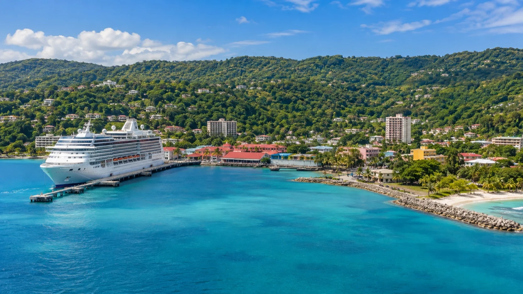 Cruise ship at Ocho Rios on Jamaica's north coast