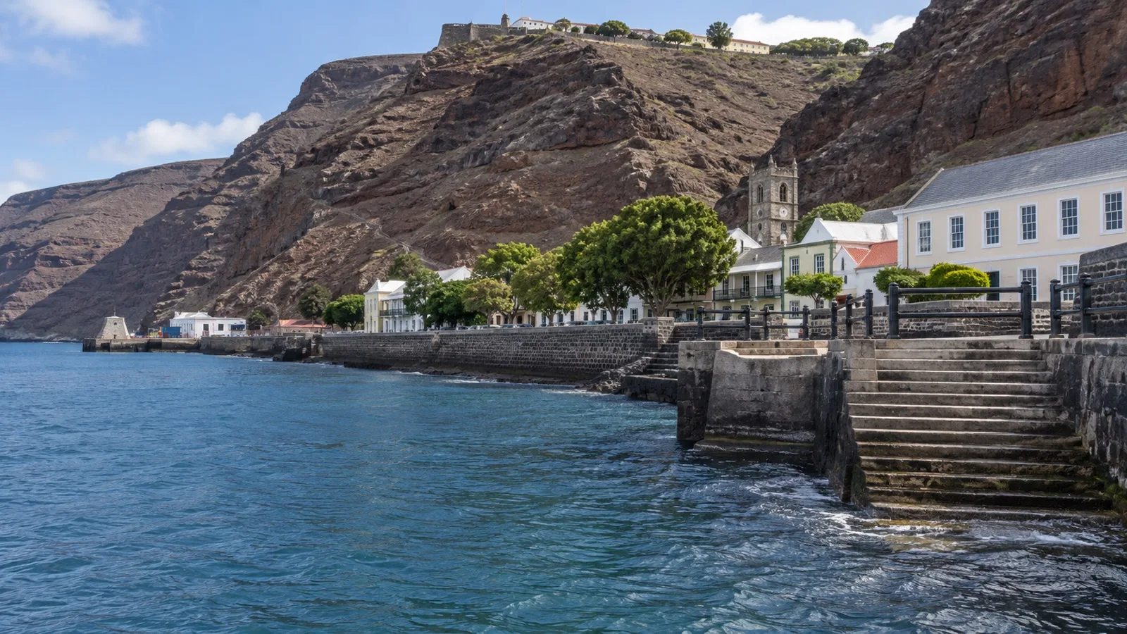 Jamestown landing below the cliffs of Saint Helena