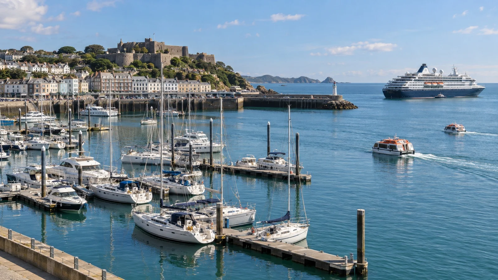 St Helier harbor and waterfront on Jersey