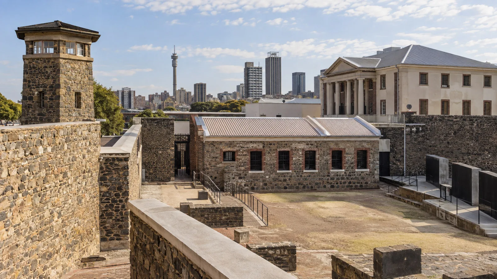 Constitution Hill Johannesburg historic fort complex with stone walls and civic architecture, no people