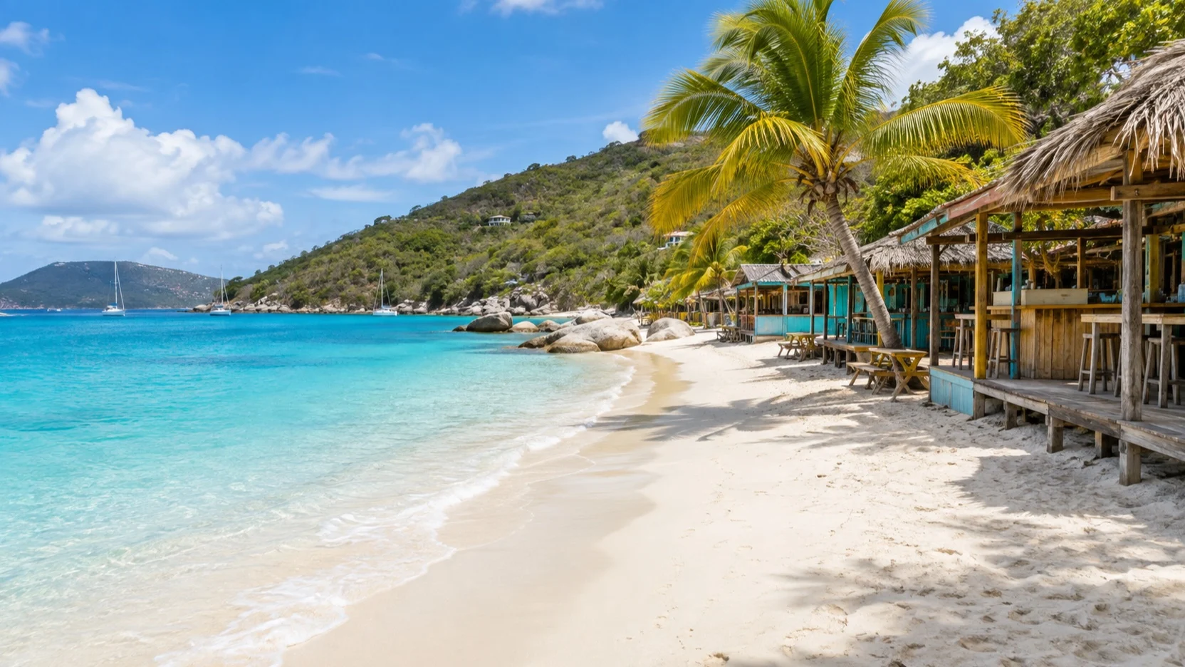Beach bars along Jost Van Dyke White Bay