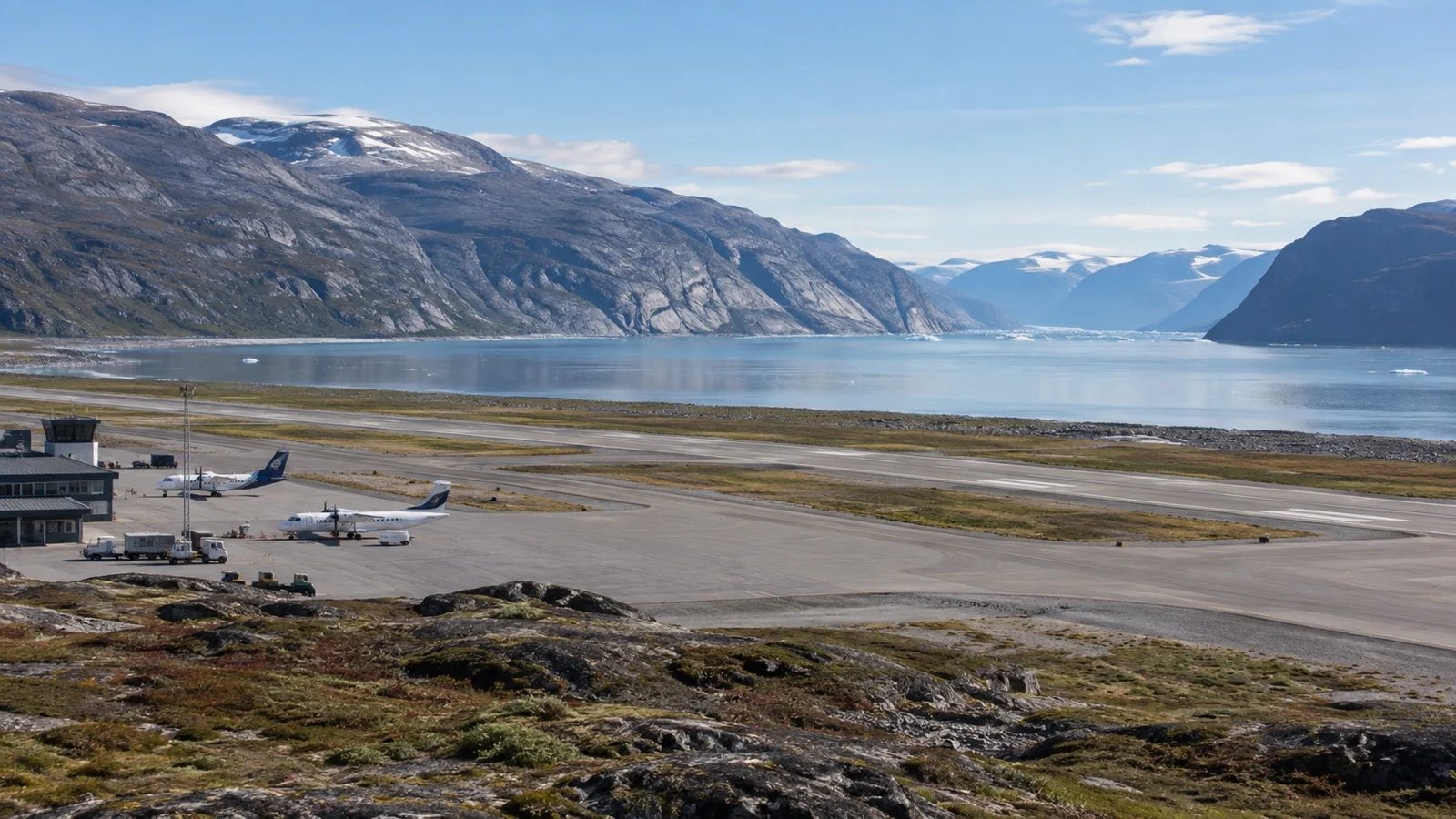 Kangerlussuaq airport and fjord in Greenland