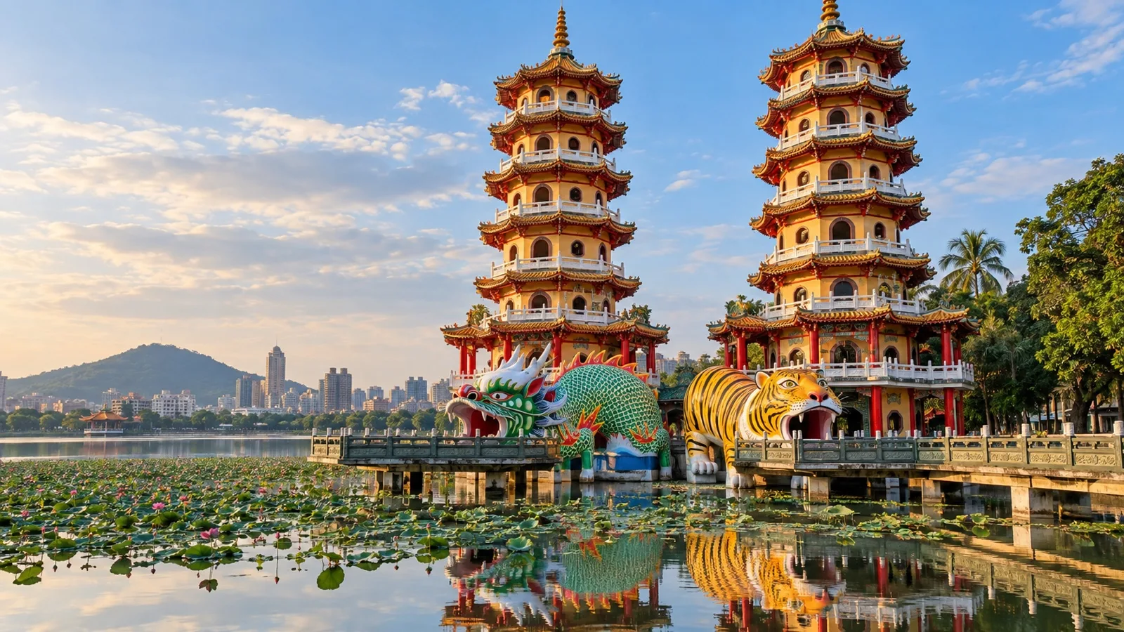 Dragon and Tiger Pagodas at Lotus Pond in Kaohsiung