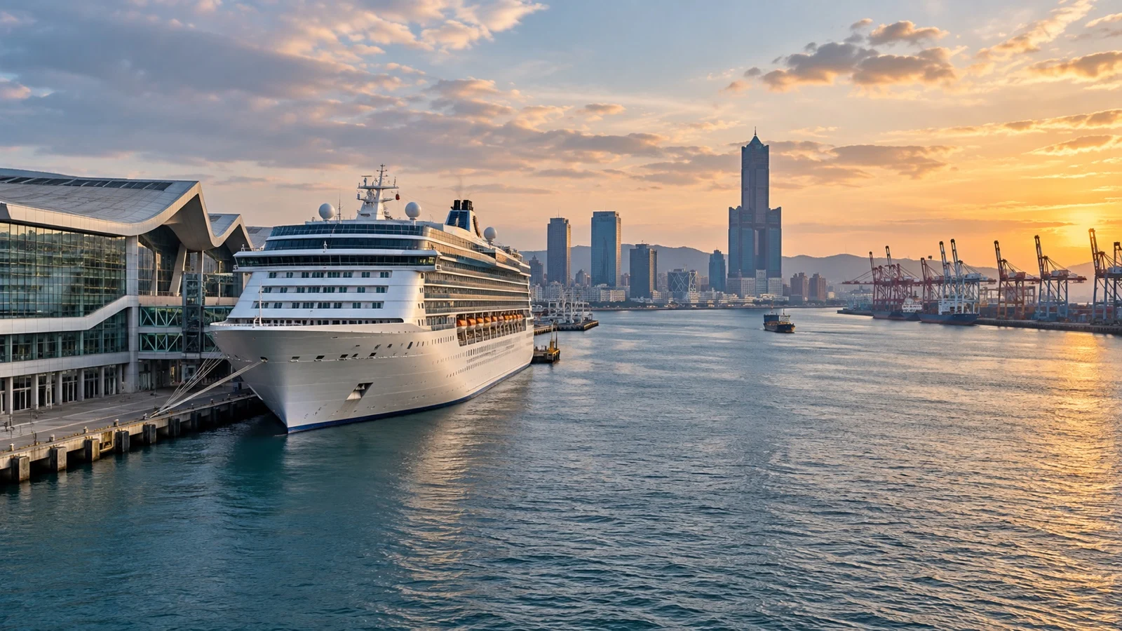 Cruise ship at Kaohsiung's waterfront terminal