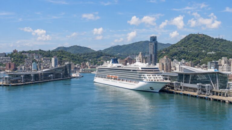 Cruise ship at Keelung port in Taiwan