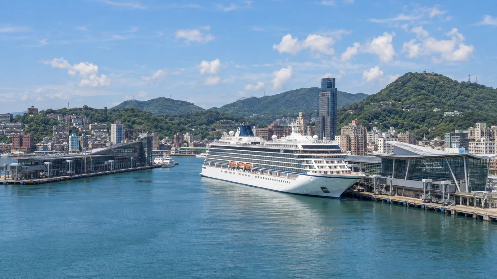 Cruise ship at Keelung port in Taiwan