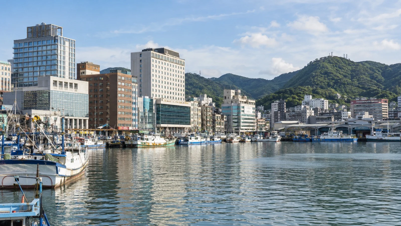 Keelung waterfront buildings overlooking harbor
