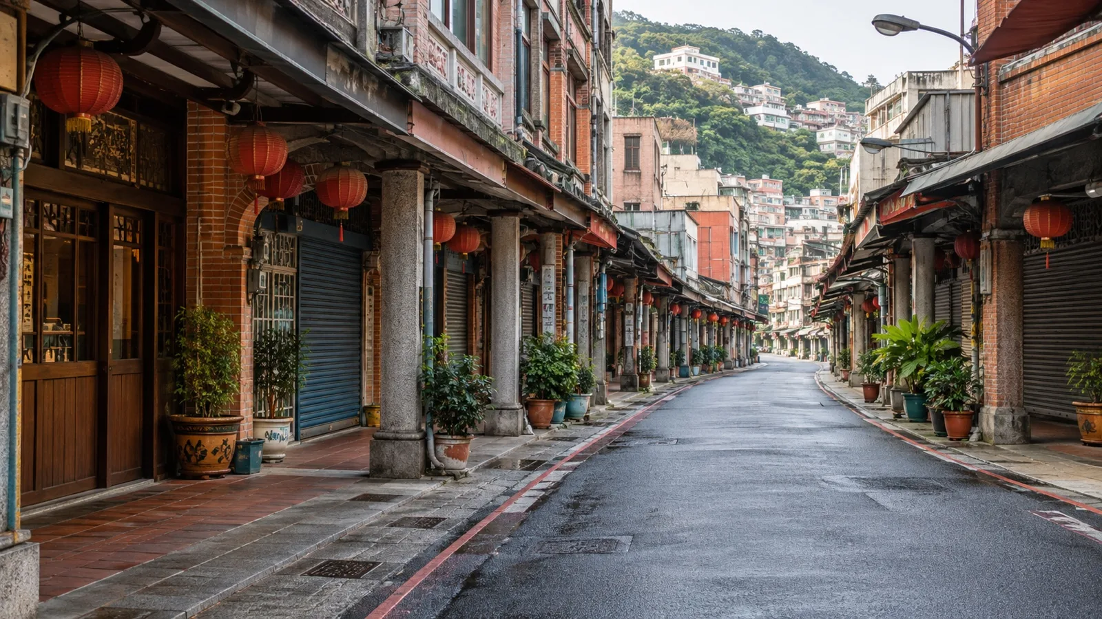 Miaokou district street in Keelung