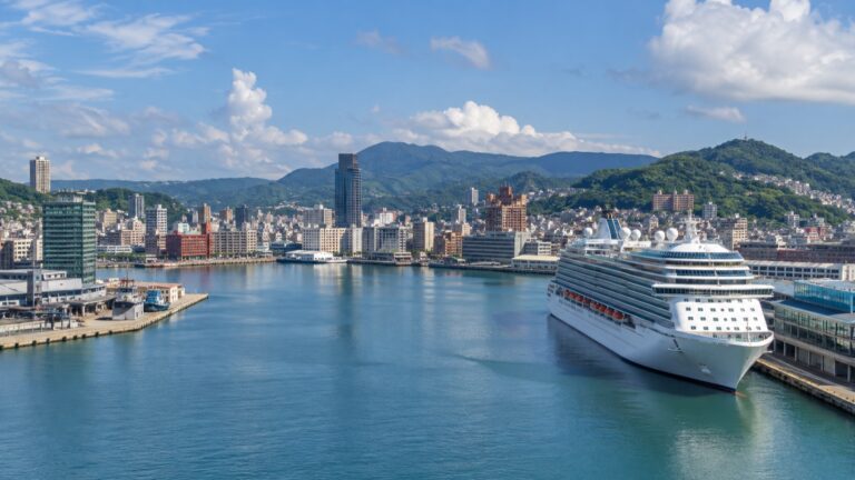 Cruise ship in Keelung inner harbor