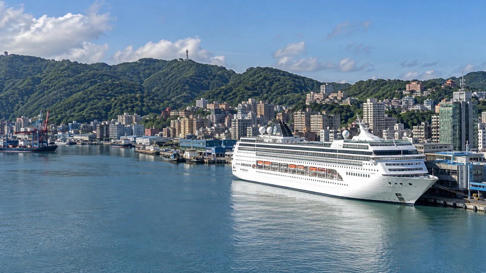 Cruise ship docked at Keelung harbor in northern Taiwan