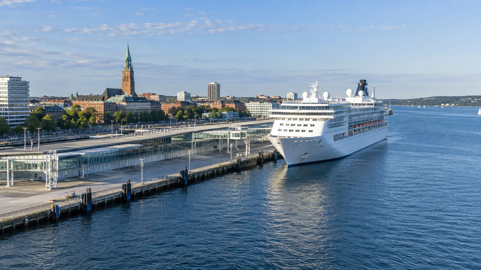 Cruise ship at Ostseekai terminal in Kiel
