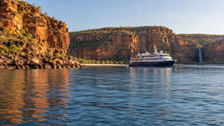 Small expedition ship off remote Kimberley coast