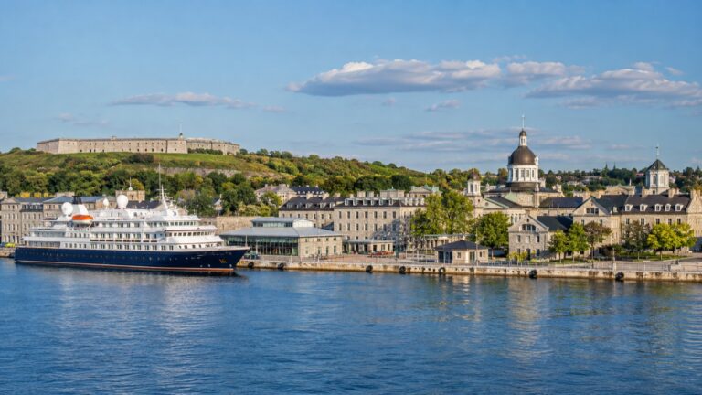 Small cruise ship in Kingston harbor near Fort Henry